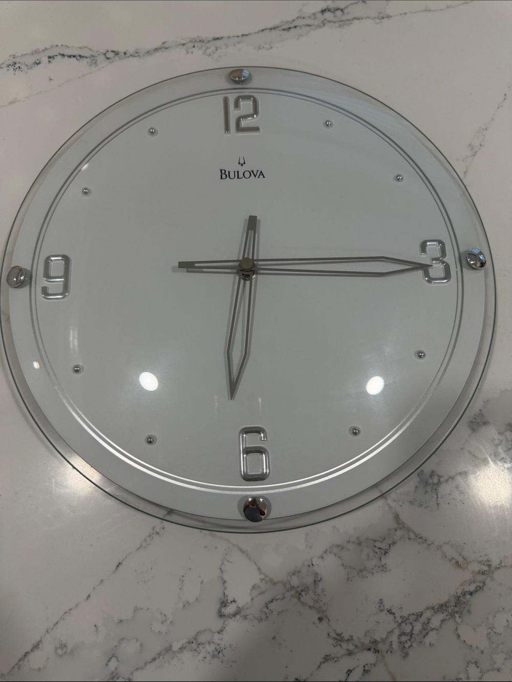 Bulova White and Silver Modern Round Wall Clock